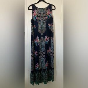 Bila SZ M Maxi Dress Kaleidoscope Floral design navy blue sleeveless WOW